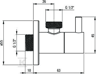 Zawór kątowy z głowicą ceramiczną 1/2" - VFA_B63R